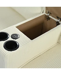 Streamdale Furniture L-Shaped Corduroy Sofa w/ Storage & Usb