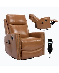 Streamdale Furniture Orange Leather Heat Massage Rocker Recliner