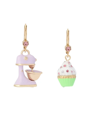 Betsey Johnson Faux Stone Sweetheart Cupcake Mismatch Drop Earrings