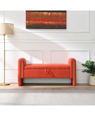 Streamdale Furniture Teddy Bed End Bench with Arms & Storage - Orange