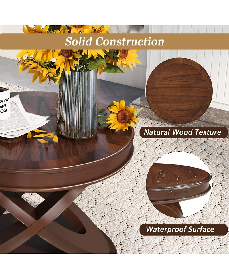 Streamdale Furniture Retro Coffee Table Set - Oval Coffee & Round End Tables