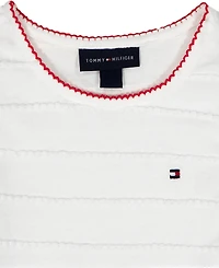 Tommy Hilfiger Baby Girls' Crochet Trim Striped Top and Patch Pocket Wide Leg Pants, 2-Piece Set