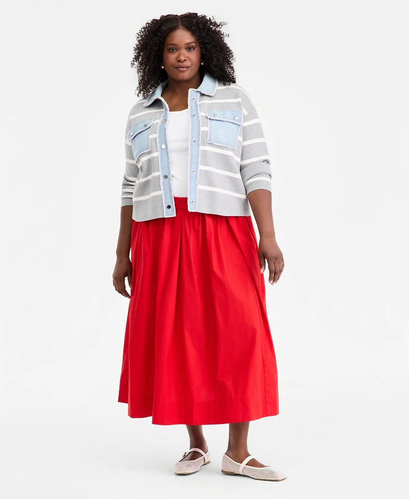 On 34th Trendy Plus Mixed Media Sweater Jacket, Macy's Exclusive