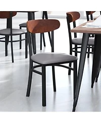 Emmaoliver Yara Industrial Dining Chair With Rolled Steel Frame Solid Wood Seat