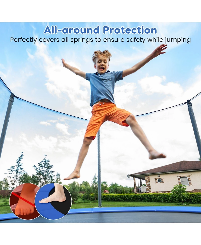 Gymax 12FT Trampoline Spring Cover w/Split Design Waterproof Surface Epe Foam Padding