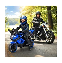 Hongge Kids Electric Ride On Motorcycle with Training Wheels and Realistic Driving Features