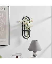 Danya B Jacob Modern Black Metal Double Oval Frame Clear Glass Wall Mounted Vase
