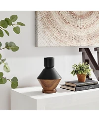 Danya B Milo Diamant Reverse Hourglass Two Tone Tabletop Vase - Black and Walnut