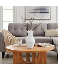 Danya B Eos White Ribbed Angular Glass Tabletop Vase