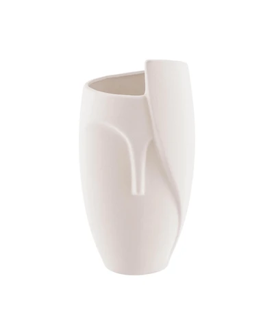 Danya B Hans Ansit White Abstract Face Matte Ceramic Sculpture Planter Vase