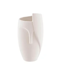 Danya B Hans Ansit White Abstract Face Matte Ceramic Sculpture Planter Vase