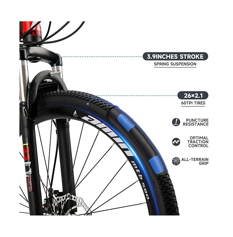 Artudatech 26-Inch Folding Mountain Bike with Shimano 21-Speed, Dual Disc Brakes & Full Suspension for Commuting