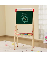 Hongge Kids Art Easel with Adjustable Height Double Sided Magnetic Board and Complete Drawing Accessories