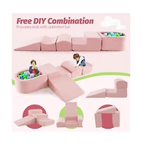 Hongge Kid's Soft Climbing Blocks Set with Slide Step Shapes and Ball Pit for Indoor Play