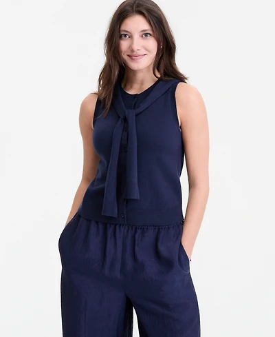On 34th Women's Tie-Neck Sleeveless Sweater, Macy's Exclusive
