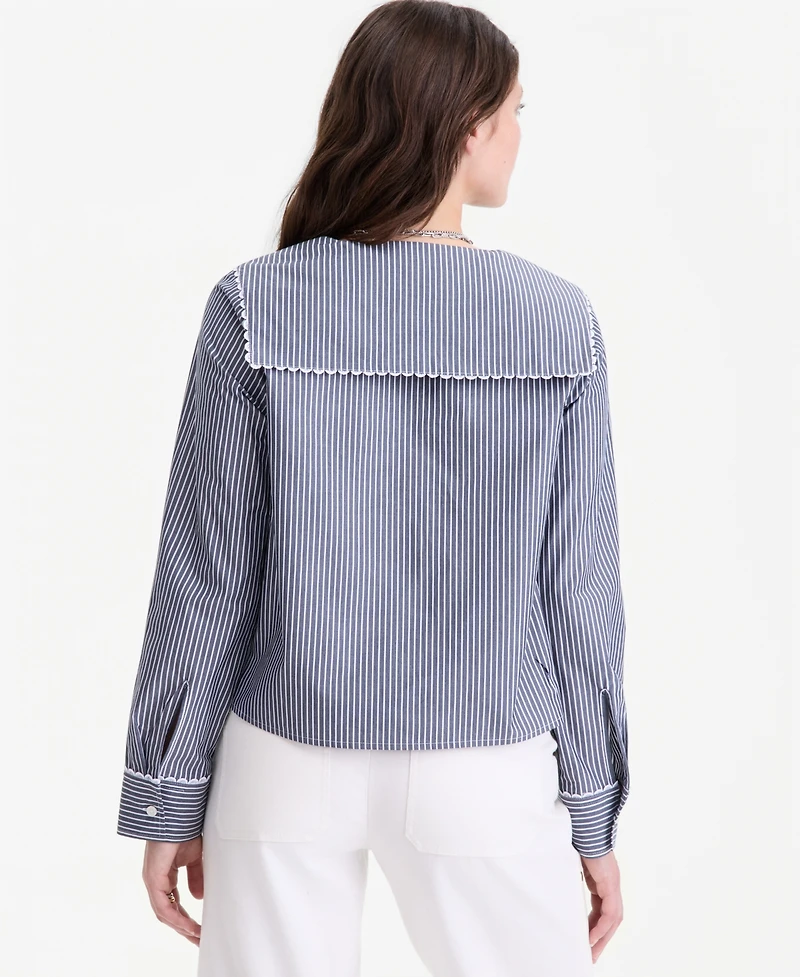 On 34th Women's Lace Trim Sailor Collar Long-Sleeve Blouse, Macy's Exclusive
