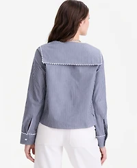 On 34th Women's Lace Trim Sailor Collar Long-Sleeve Blouse, Macy's Exclusive