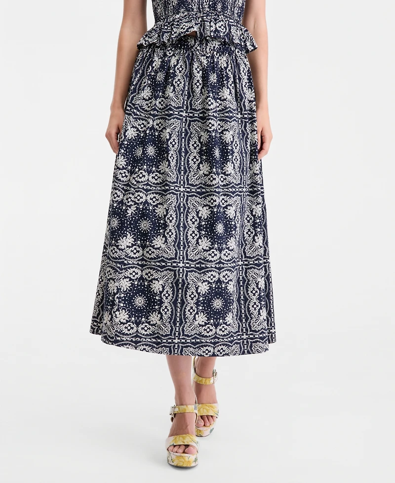 On 34th Women's Bandana-Print Pull-On Midi Skirt, Macy's Exclusive