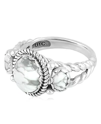 American West Jewelry Sterling Silver White Howlite 3-Stone Ring