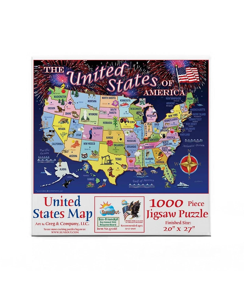 SunsOut United States Map 1000 piece Jigsaw Puzzle for Adults Fourth of July