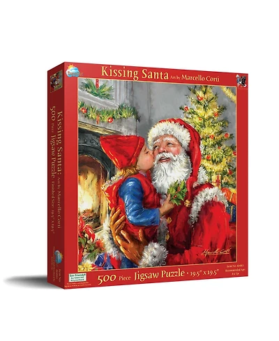 SunsOut Kissing Santa 500 piece Jigsaw Puzzle for Adults Christmas