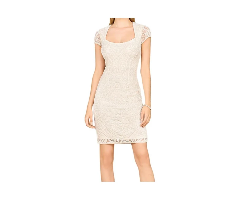 Lara Women's Elegant Cap Sleeve Bridal Short Dress