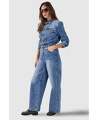 Nasty Gal Women's Denim Shoulder Pad Boilersuit