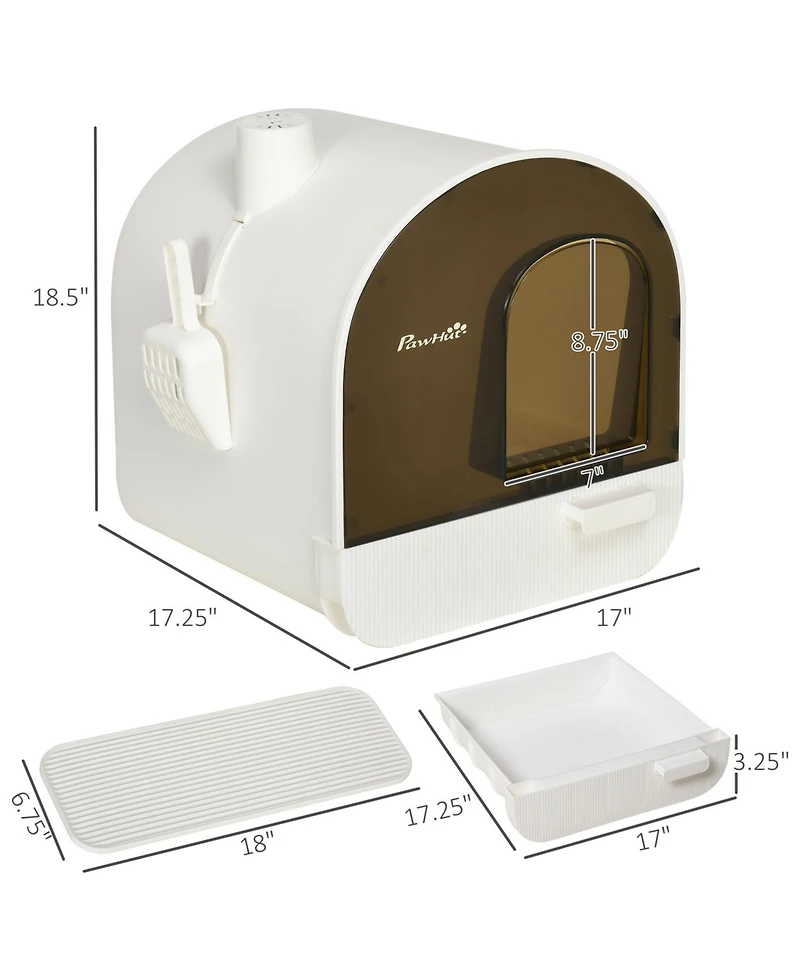 Aostirmotor Covered Cat Litter Box with Lid, Tray & Filter