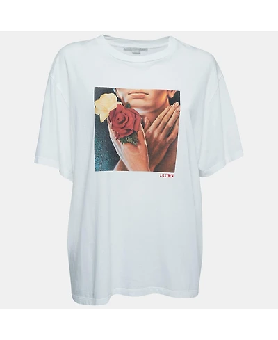 Pre-Owned Stella Mccartney Women's White Graphic Print Half Sleeve T-Shirt
