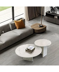 Streamdale White Marble Coffee Table Set - Living Room Tables