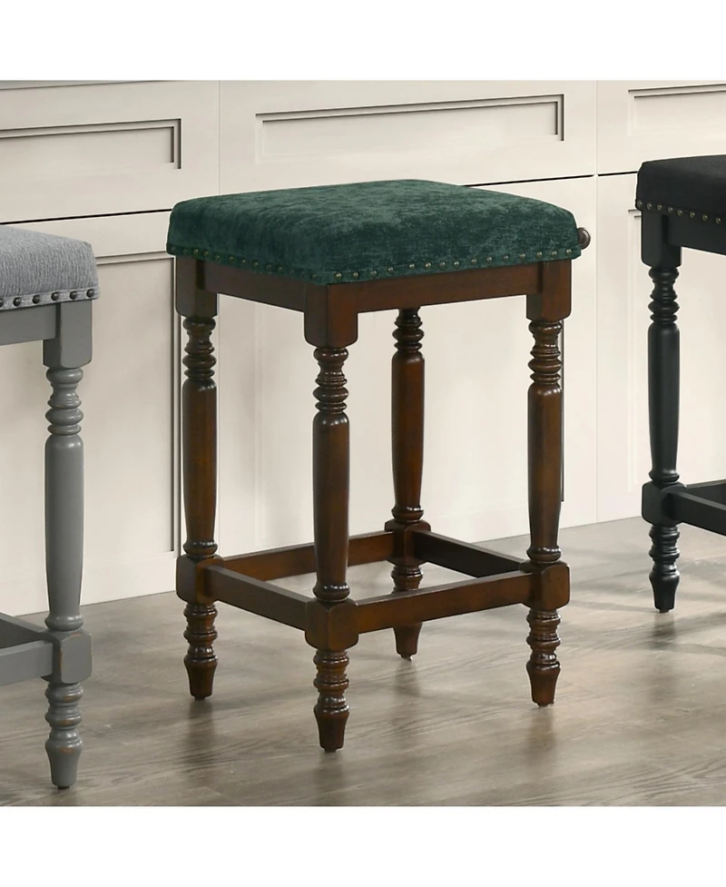 Streamdale Furniture Streamdale Rustic Walnut Counter Stools (Set of 2) - 26 Inch, Padded Seat