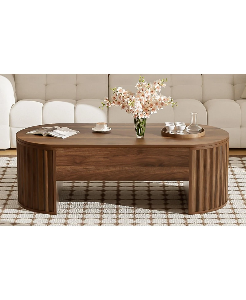 Streamdale Furniture 47.2" Lift Top Coffee Table w/ Hidden Compartment, Modern Oval