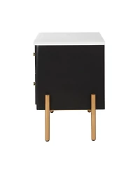 Streamdale Furniture Modern Black Nightstand with Fluted Drawers & Gold Accents
