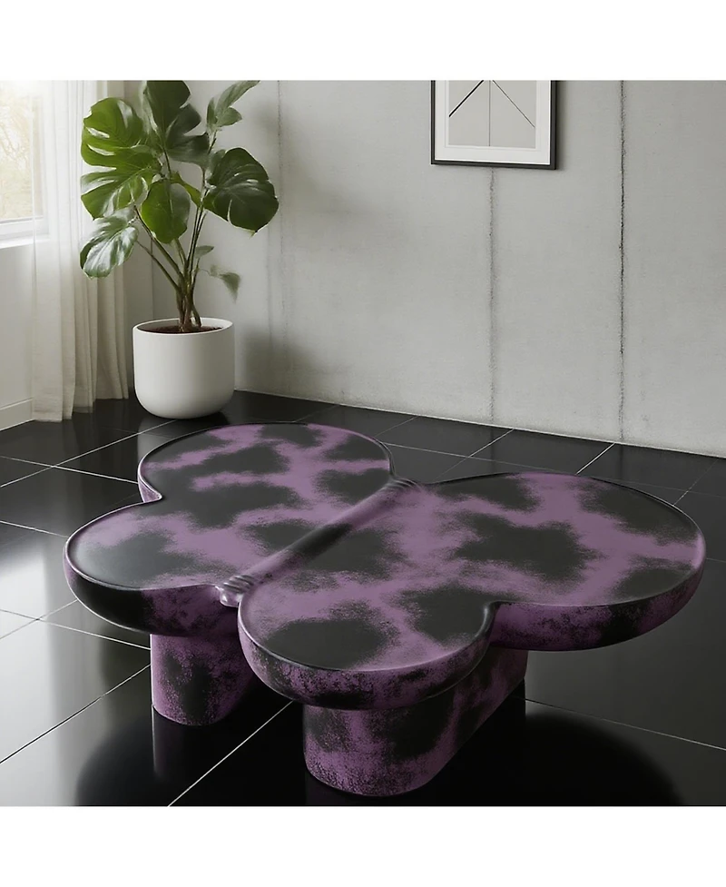 Streamdale Modern Faux Travertine Coffee Table, Purple & Black