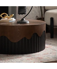 Streamdale 30" Round Handcrafted Relief Coffee Table