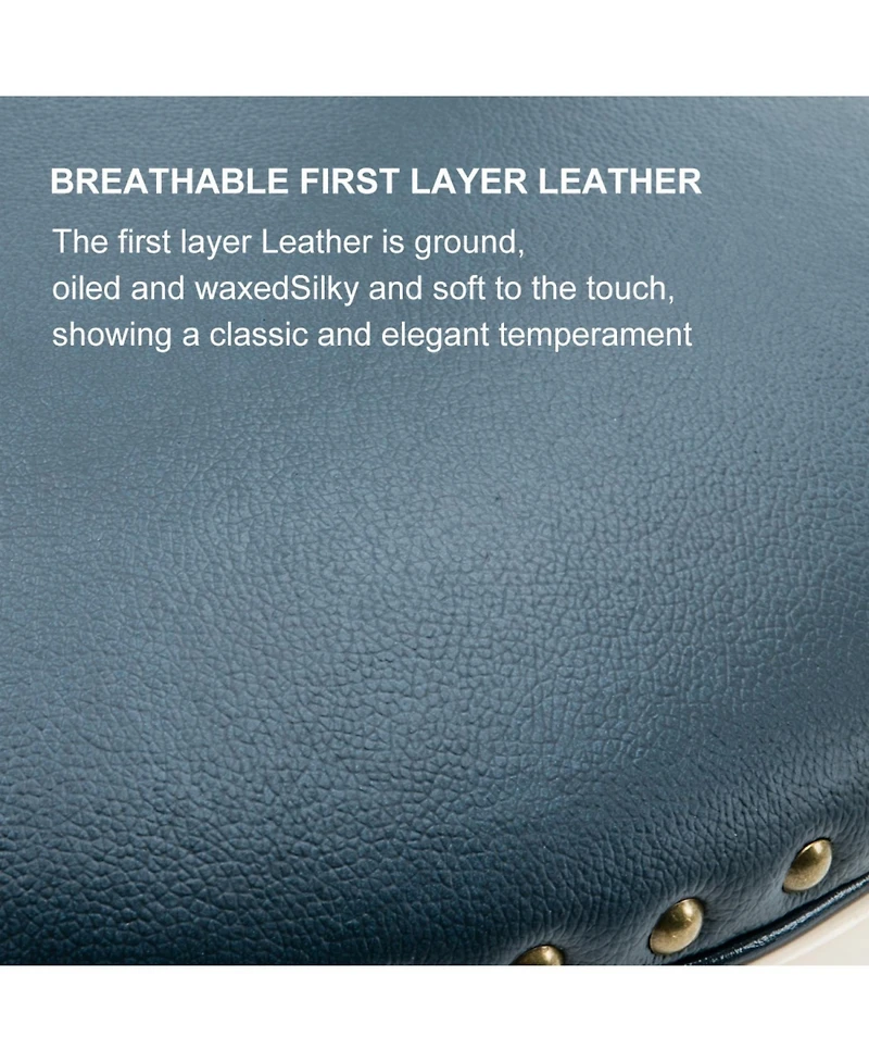 Streamdale Furniture Bar Stools Seat Height 26" Leather Wooden Bar Stools(White-blue 1pc)