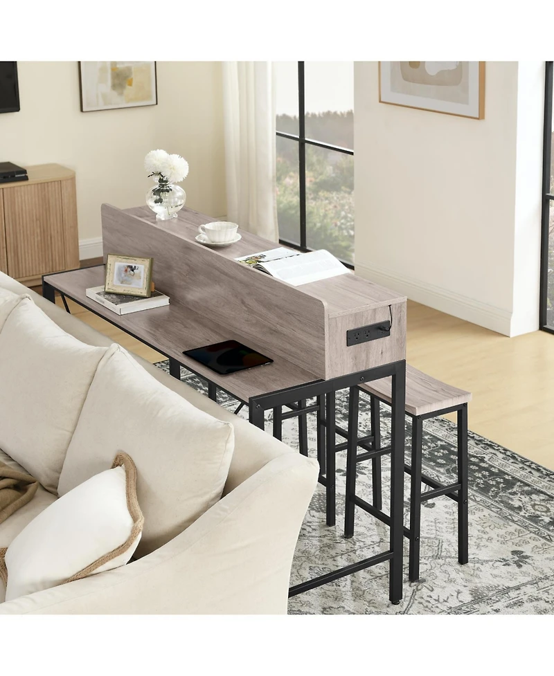 Streamdale Furniture 59" Bar Table Set with Power Led & 3 Stools