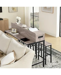 Streamdale Furniture 59" Bar Table Set with Power Led & 3 Stools