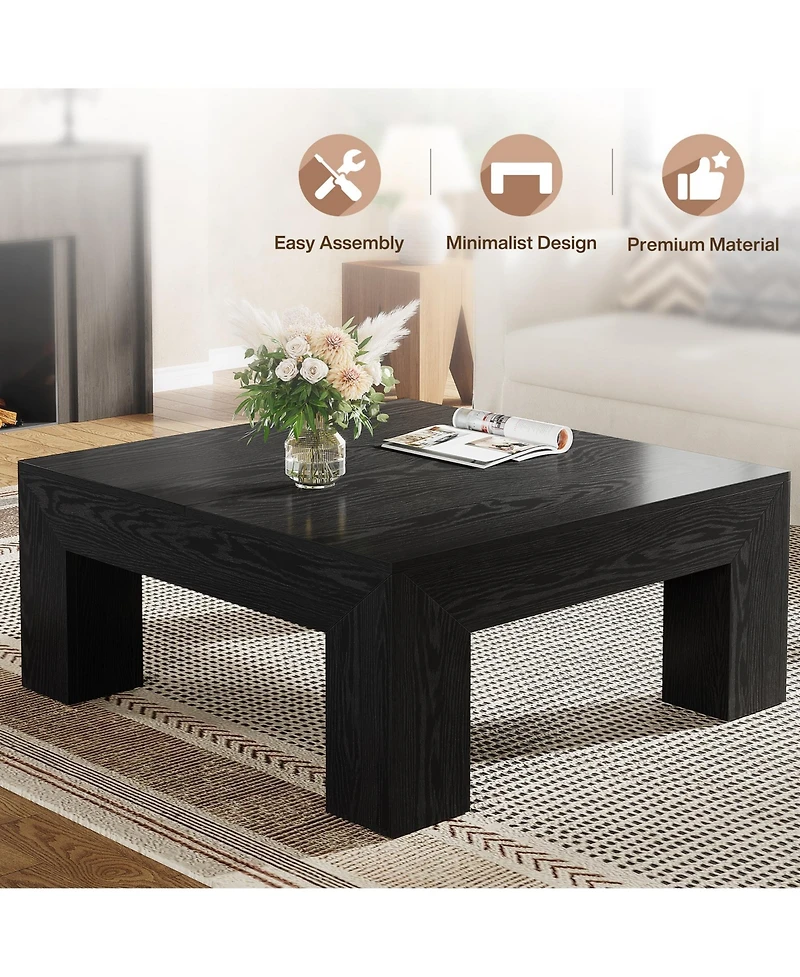 Tribesigns 39.4-Inch Square Coffee Table for Living Room, Farmhouse All Mdf Accent Center Cocktail