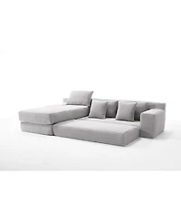 Streamdale Furniture L-Shaped Corduroy Sectional Sofa Bed - Light Gray
