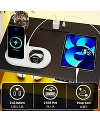 Streamdale Furniture Charging Nightstand with Led & Fabric Drawers