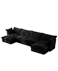 Streamdale Furniture Slipcovered U Shape Sectional Sofa - Black Corduroy