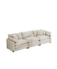 Streamdale Furniture Mid-Century Beige Corduroy 3-Seater Sofa