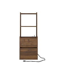 Streamdale Nightstands Set of 2, Charging, Night Light, Bookshelf, Storage, Wood