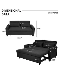 Streamdale Furniture 61" Fabric Sofa Bed - Storage, Adjustable