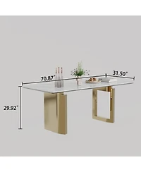 Streamdale Furniture Sintered Stone & Glass Top Dining Table
