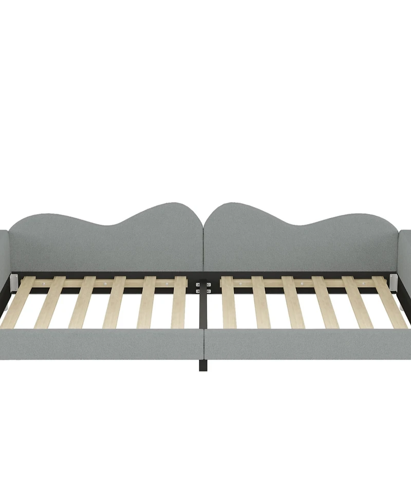 Streamdale Twin Upholstered Daybed, Sherpa Fabric Sofabed with Cloud-Shaped Backrest, No Box-spring Needed, Pink