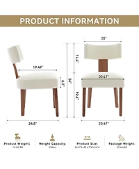 Streamdale Furniture Streamdale Linen Fabric Armless Dining Chairs, Curved Back, Wood Legs, (Set of 2)