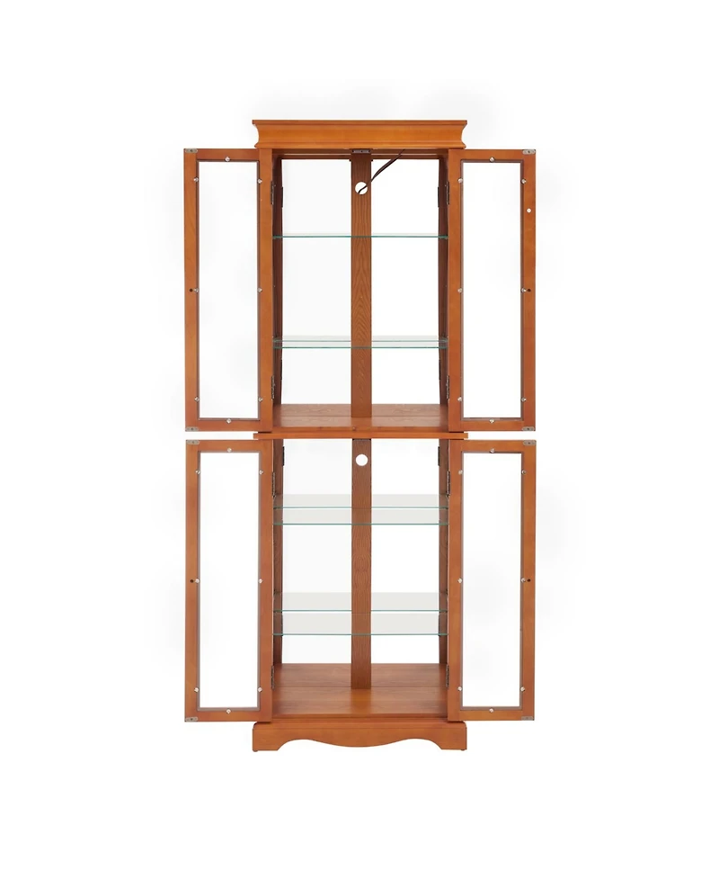 Streamdale Lighted Glass Curio Cabinet - Wood Frame, Oak