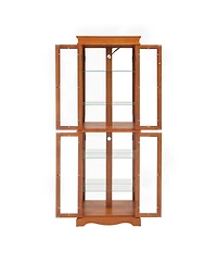 Streamdale Lighted Glass Curio Cabinet - Wood Frame, Oak
